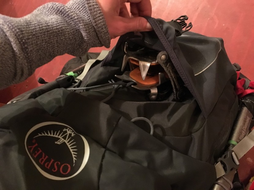 osprey xenith 105 - this material is soft and stretchy, not designed for crampons but we...