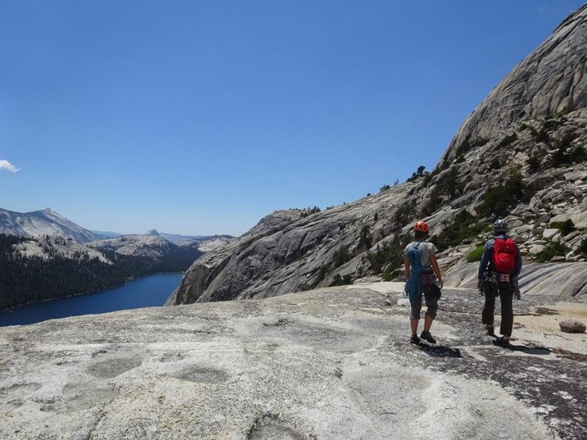 la sportiva tx3 for women - descending off tuolumne's mountaineers dome in the tx3 (left).