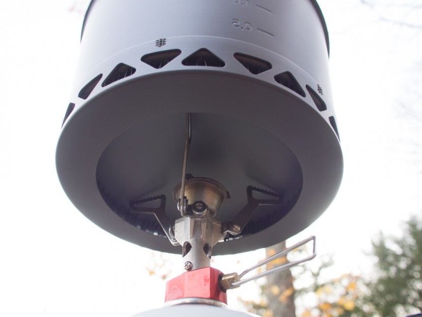 camping cookware - the primus heat exchange ring on the bottom of the main primetech pot.