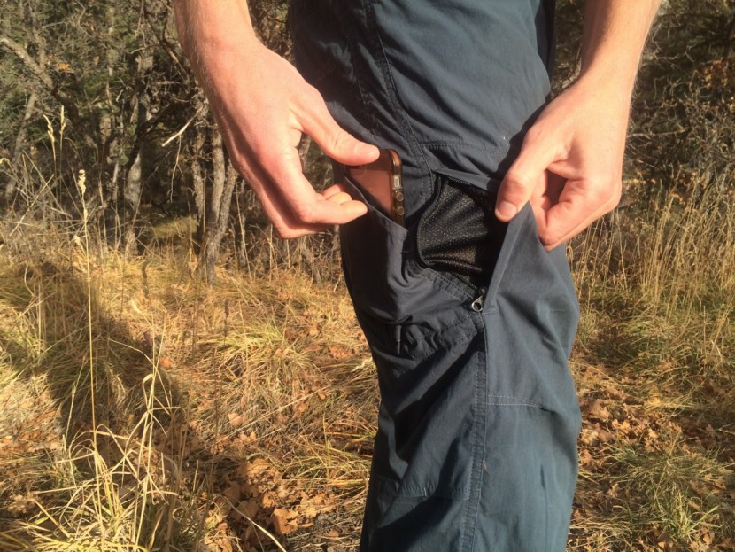 kuhl kontra air - the kontra air has a ton of pockets. shown here are the narrow drop...