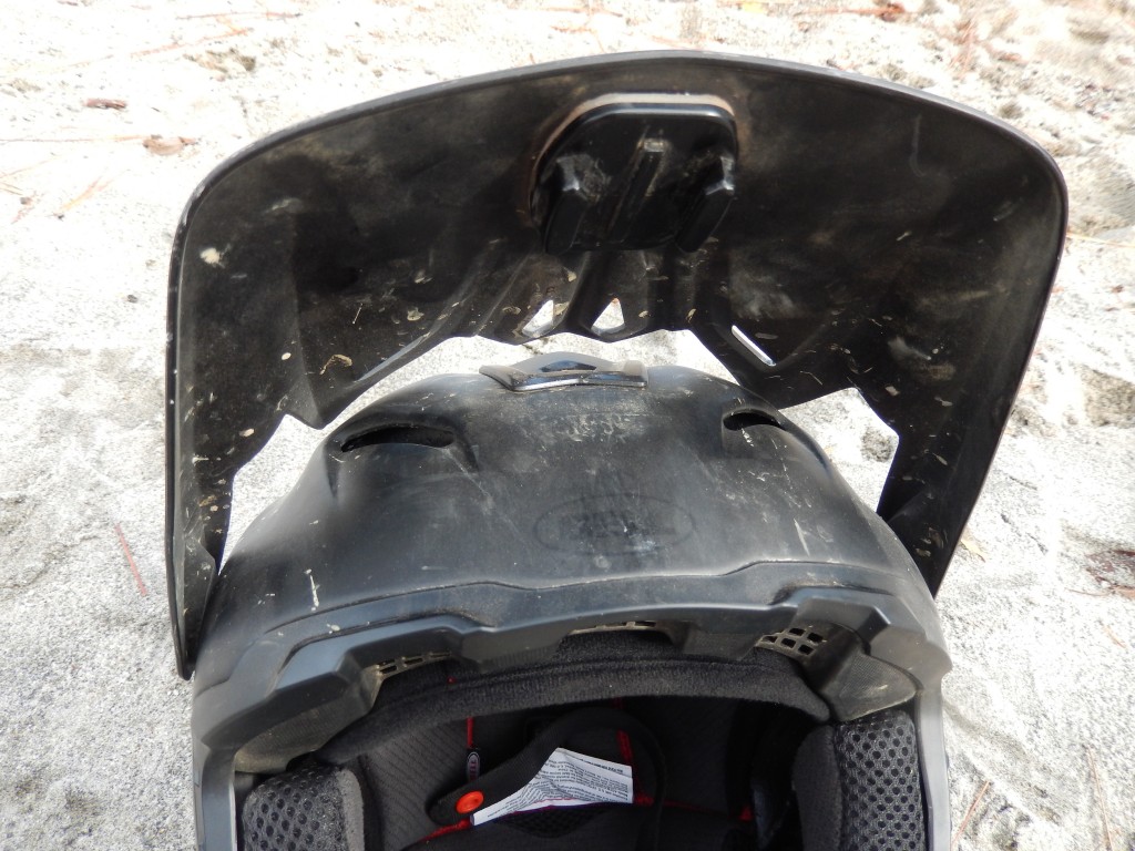 downhill helmet - an example of a visor mounted with two screws. note the absence of a...