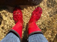 The Heidi in an icy river at the bottom of Dream Canyon, CO.