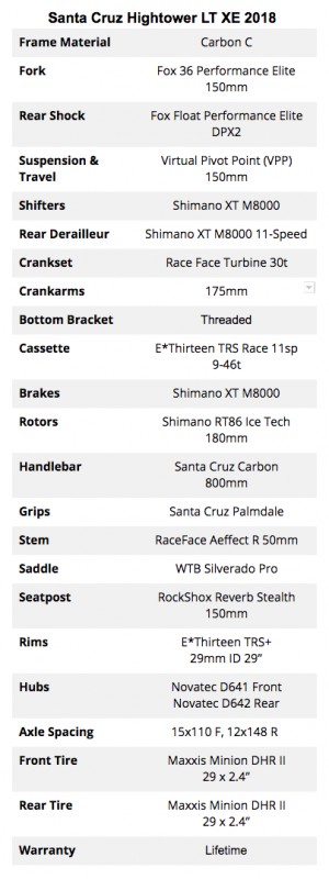 santa cruz hightower lt xe 2018