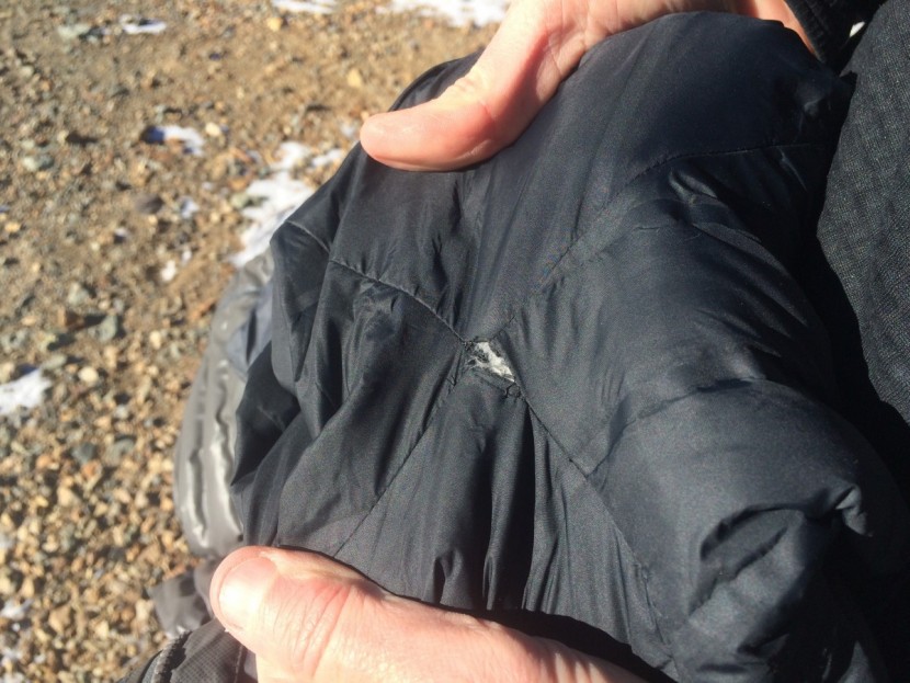 columbia outdry ex gold down hooded - we read some online complaints about stitiching under the arms...