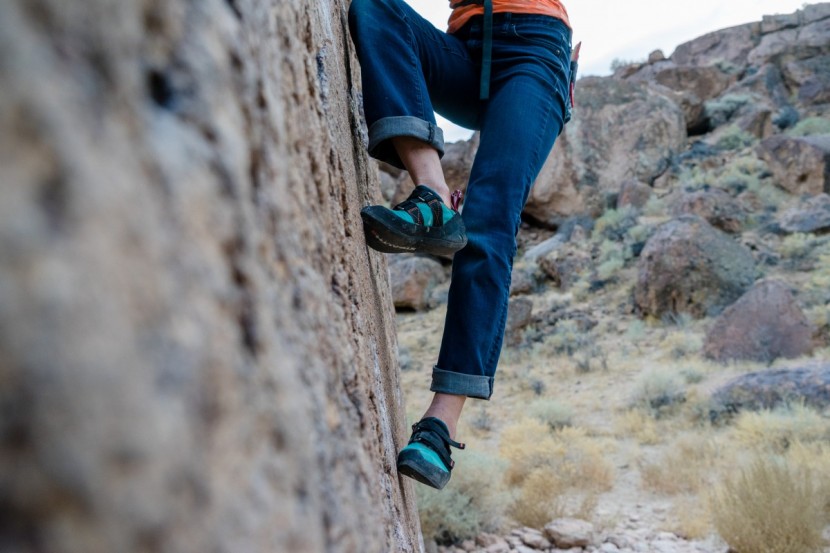 five ten anasazi lv for women - edging and smearing up a smooth, volcanic slab in the anasazi.