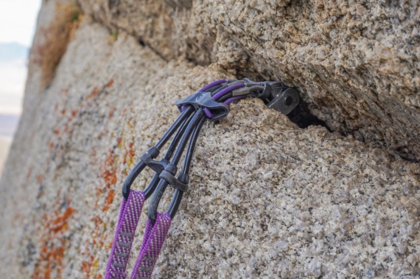 totem cam - a purple totem holding strong in a horizontal placement.