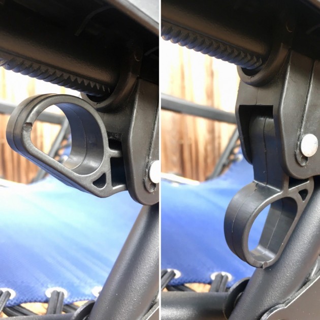 caravan sports infinity zero gravity - the locking mechanisms are made of the same plastic as the armrests...