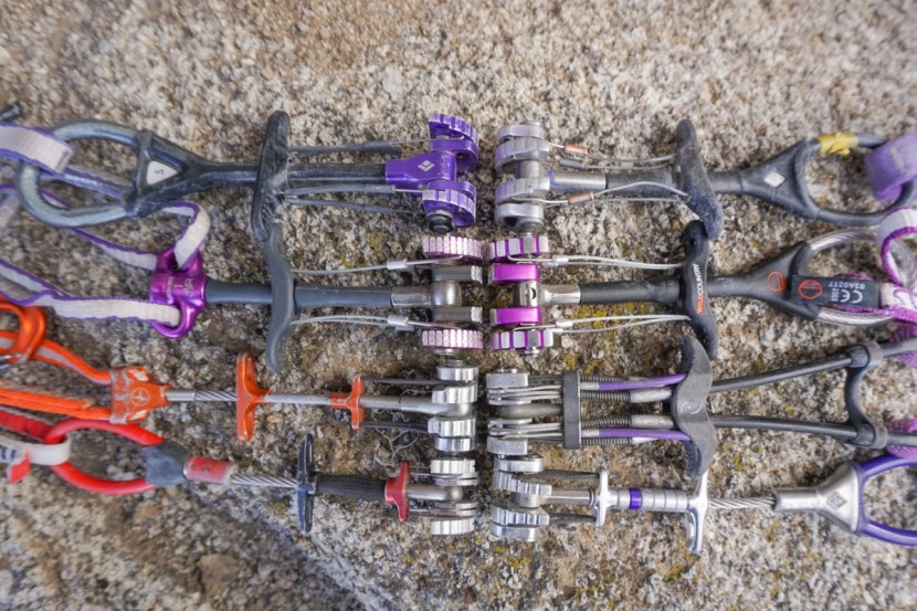 climbing cams - each of these purps (and a red and an orange) will protect about the...