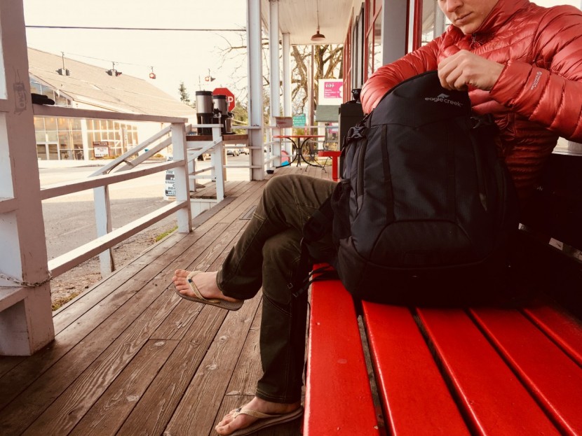 rei co-op magma 850 for women - flip flops and a down jacket? why not? the magma is stylish enough...