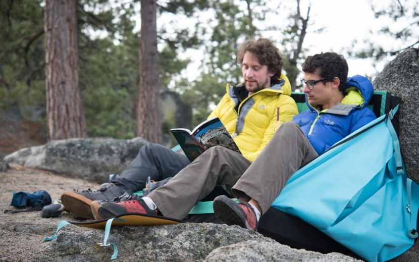 bouldering crash pad - having a crash pad that doubles as a couch can be great for relaxing...