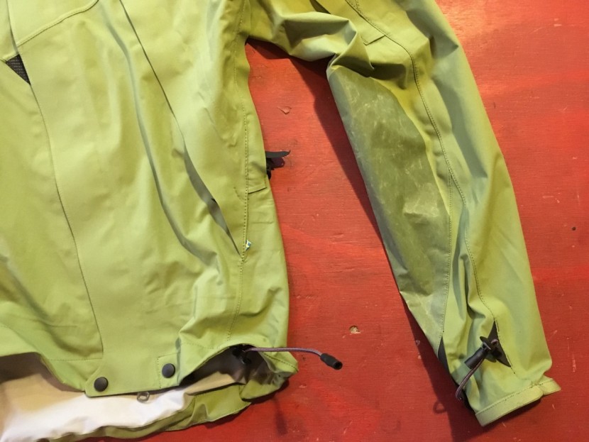 klattermusen allgron for women - notice the wear on the forearm patch. it looks rustic, but we're not...