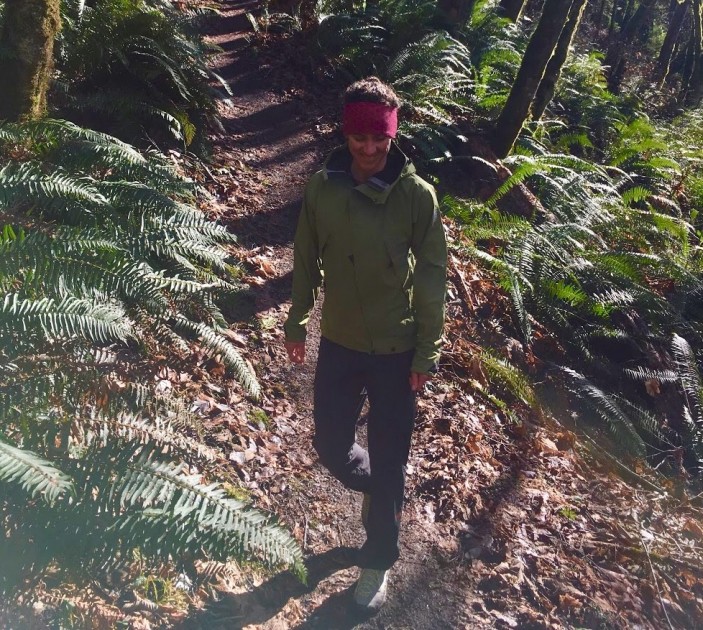 klattermusen allgron for women - putting the allgron to the test on a fast-paced hike.