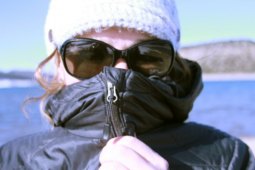 columbia mighty light hooded plush - the collar is high and allows one to snuggle in easily.