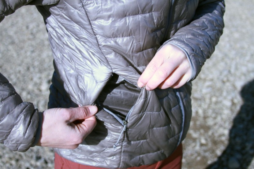 patagonia micro puff hoody for women - this jackets compresses into the pocket with its own stow-away system.