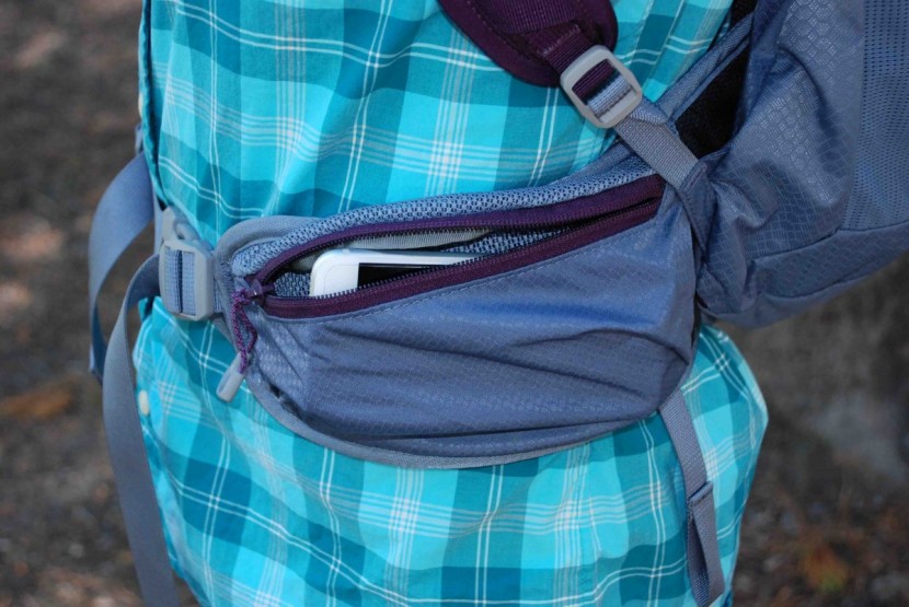 the hipbelt pocket is very roomy and can fully accommodate a...