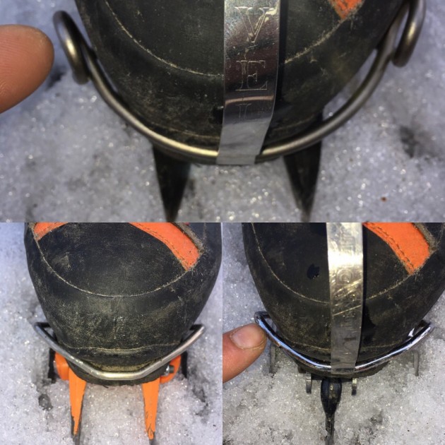 scarpa rebel pro gtx - the grivel g12 (top), petzl lynx (bottom right), and bd stinger toe...