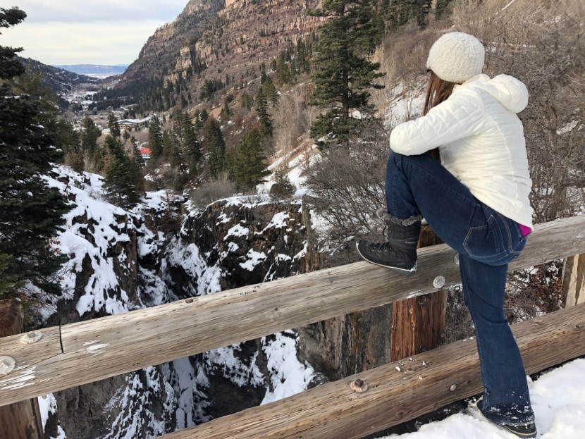 columbia heavenly omni-heat lace-up - heather takes a look into a beautiful canyon while on an afternoon...