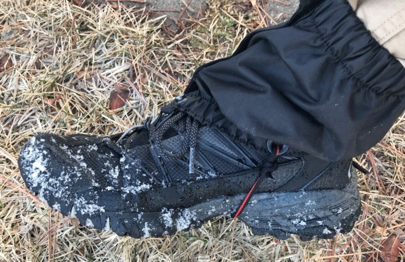 gaiters - hiking gaiters like this one don&#039;t ride up your leg nearly as high...