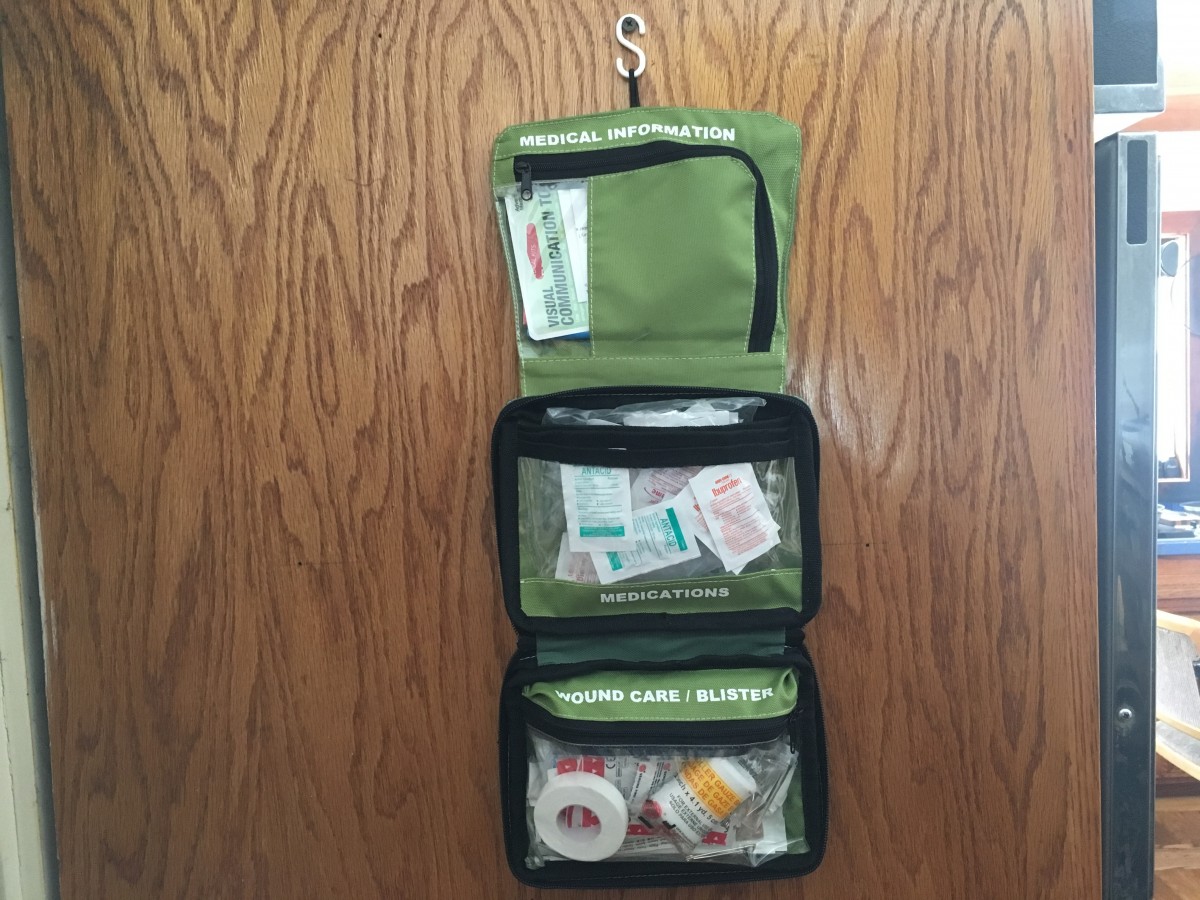 Adventure Medical Kits Smart Travel Review (This kit can be hung from the back of a hotel room door, making it easy to access its components.)