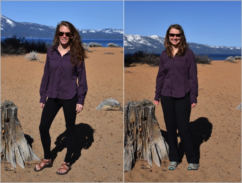 columbia silver ridge lite long sleeve for women - a size s on two different 5&#039;4&quot; women.