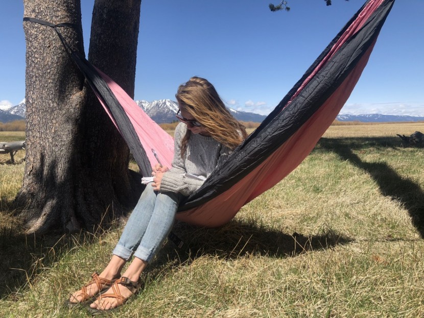 bear butt double - folding a double hammock in half makes a comfortable seat.