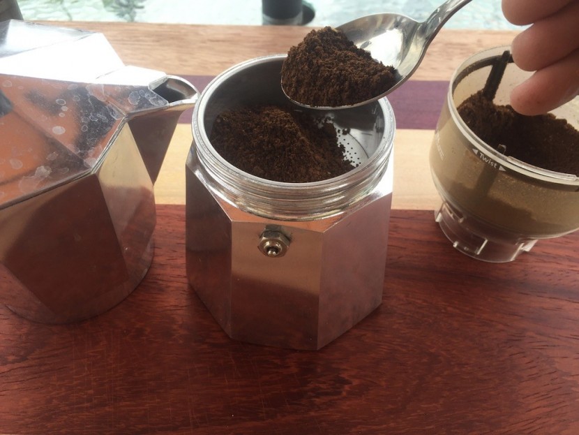 bialetti moka express - loading up the bialetti was as simple as filling the filter chamber...