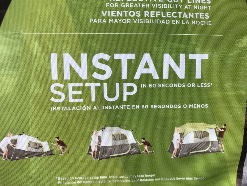 coleman instant tent 6 - 60 seconds or less. no joke.