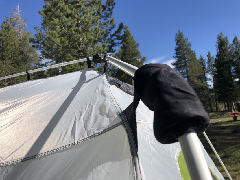 coleman instant tent 6 - hinged corners mean none of the poles truly bend, greatly reducing...