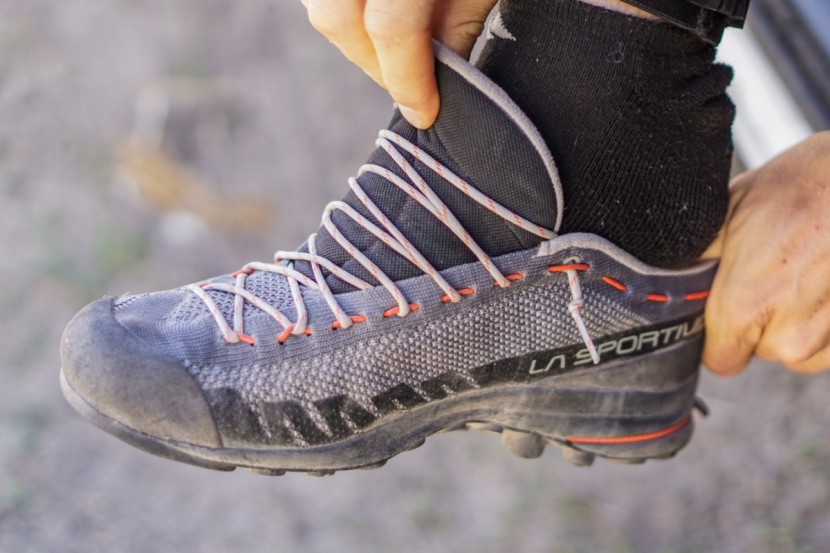 la sportiva tx2 - the tongue is sewn into the shoe all the way down the medial side...