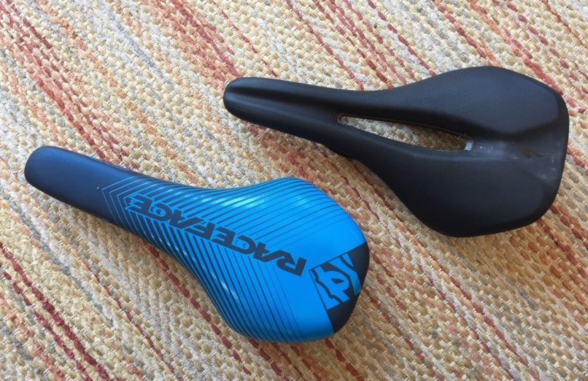 mountain bike saddle - the differences in width and length are apparent between these two...