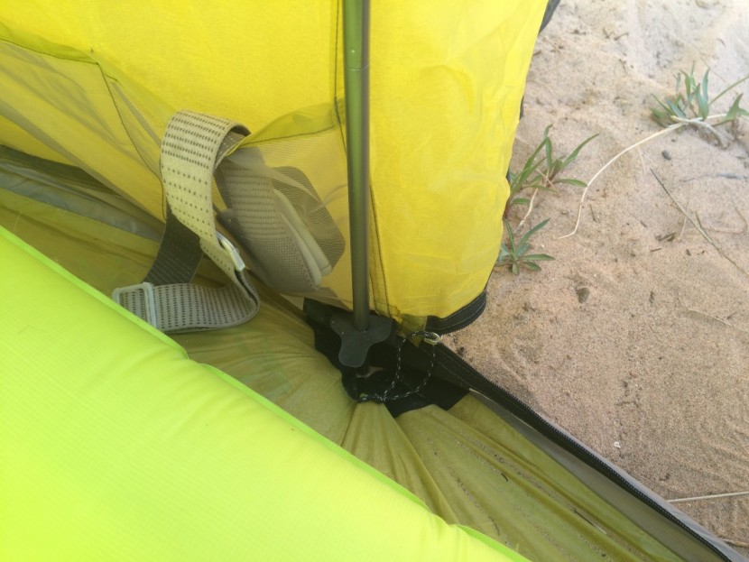 sea to summit specialist duo - the included poles slot into these rubber keepers so they stay in...