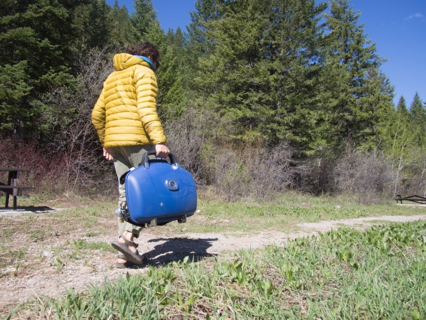 napoleon travelq 285 - 26 pounds of portable grill, in transit to a roadside picnic site.