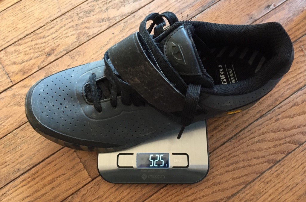 mountain bike shoes - yup, we weigh the shoes we test. the giro chamber ii are some of the...