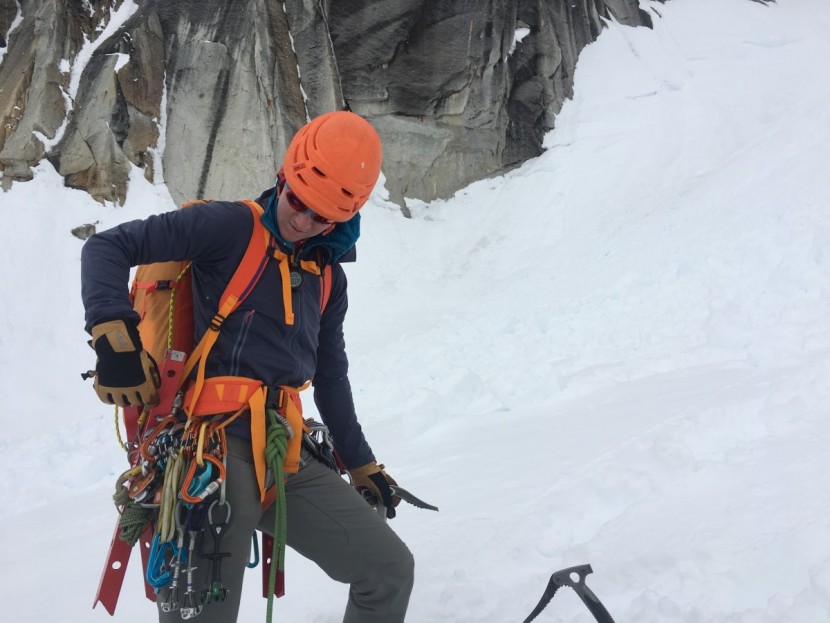patagonia ascensionist 40 - racking up on the ruth gorge, alaska range. the hip belt with gear...