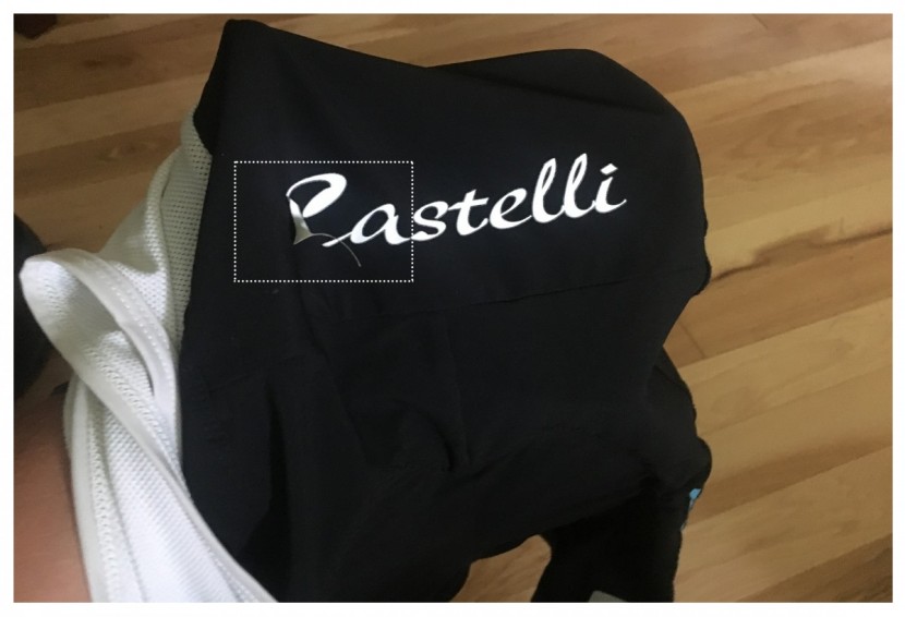 castelli velocissima bib - oh noooo! while the de-lamming of a logo is a rather minor issue in...