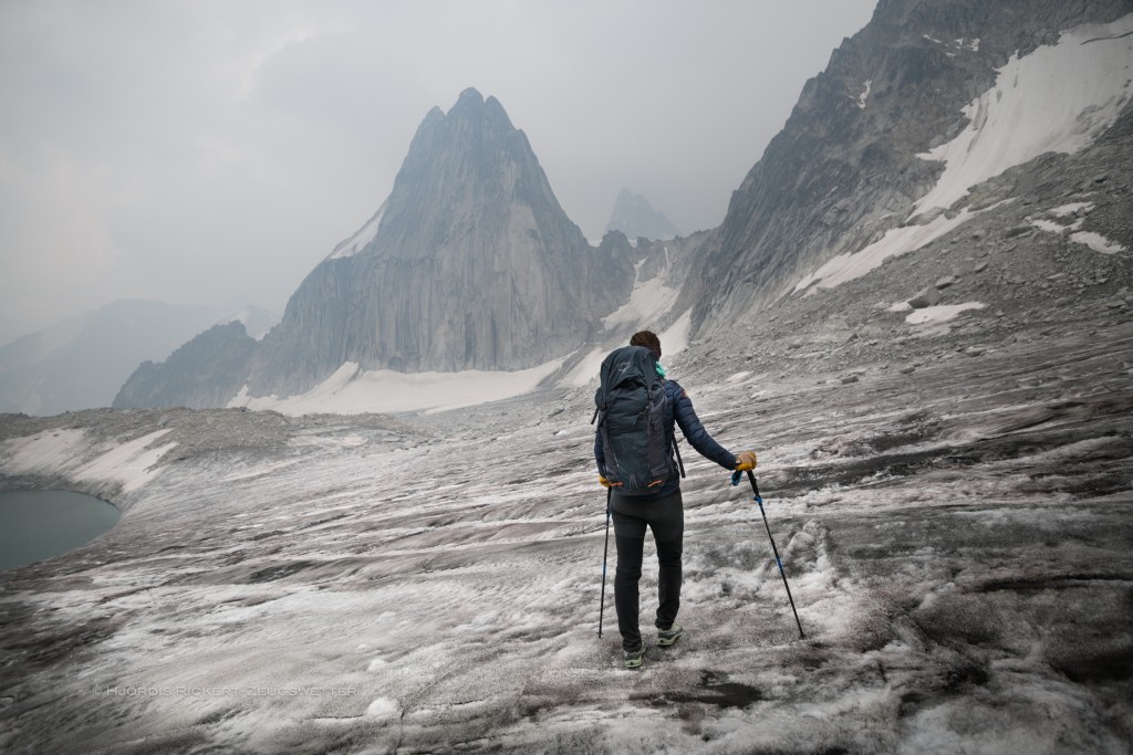 mountaineering backpack - taking in the views down glacier in the ever-comfortable osprey...