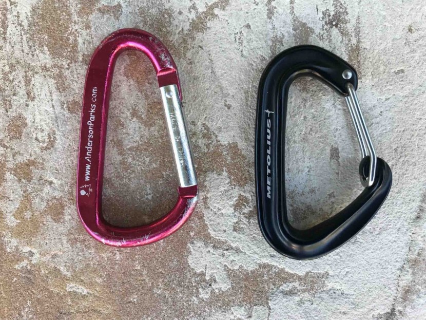metolius fs mini ii - it&#039;s easy to mistake the mini (right) with keychain carabiner, but...