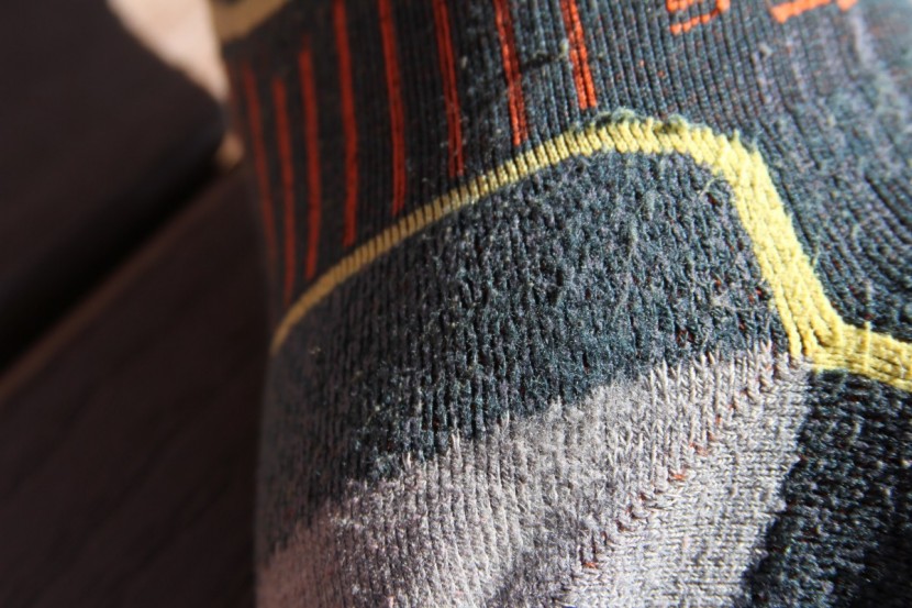 farm to feet damascus medium weight technical crew - a look at some of the pilling after many, many miles. no fly-aways...