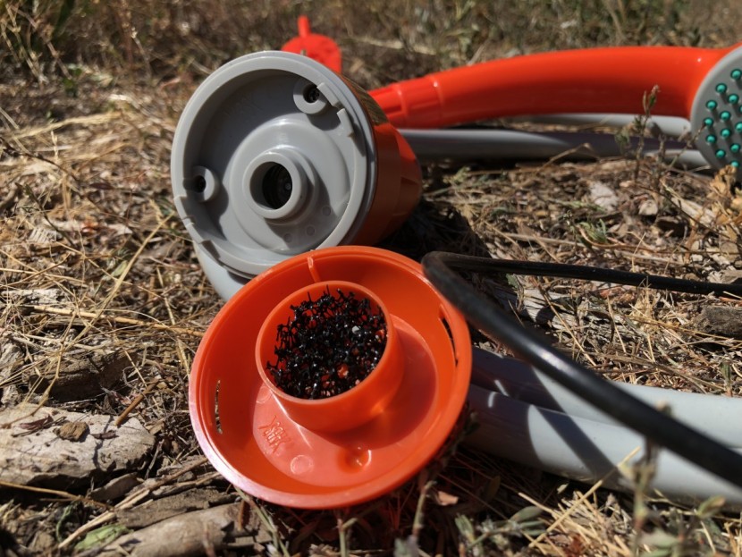 pyle portable camping shower - at least part of the pump comes apart to help clean and maintain...