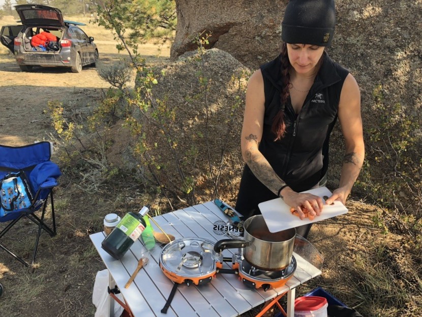 jetboil genesis basecamp - small car, small table? no problem with the basecamp.