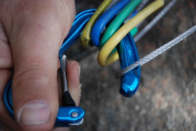 petzl ange l - the single wiregate on this model latches in a slot in the nose...