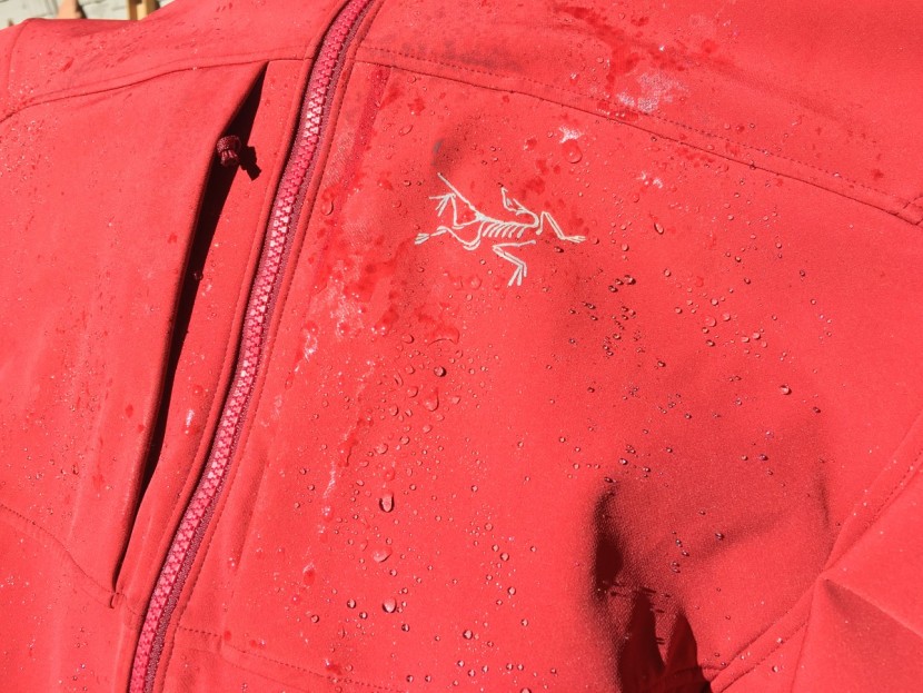 arc&#039;teryx gamma mx hoody - in a light drizzle water beads right off, though in a prolonged...