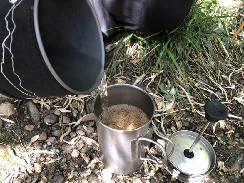snow peak titanium french press - brewing with the snow peak is as simple as can be.
