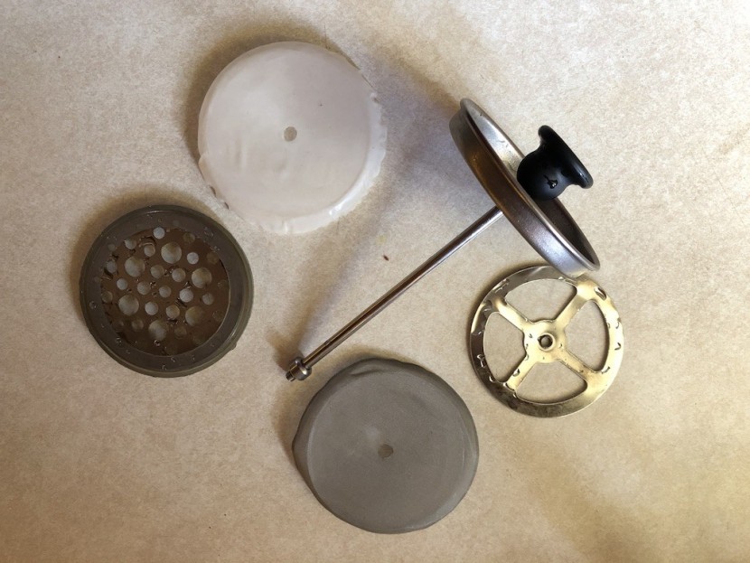 snow peak titanium french press - the snow peak filter disassembled. despite both a mesh and nylon...