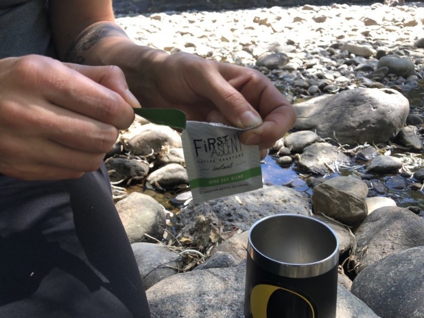 first ascent instant - no grind size or brewing times to mess up here, just add water and...