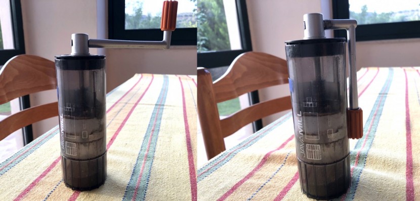 camping coffee - the handle of the javamill can be stowed away against the body of...