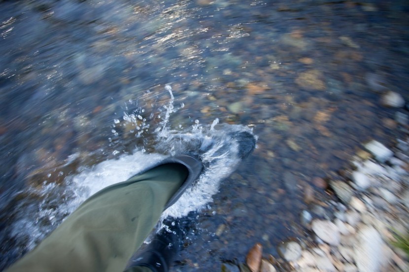 servus ct safety - this was a chilly morning to be wading through a mountain stream!