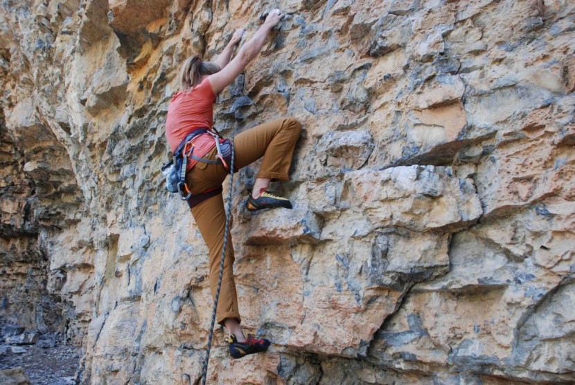 high-stepping in the prana halle, a pair of hiking pants that double...