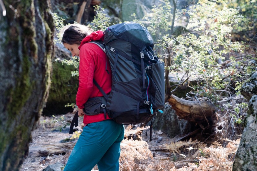 gregory jade 63 - buckling up the jade after another lunch break.