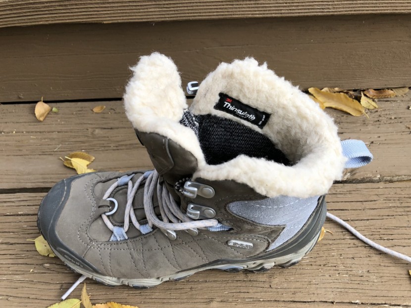 oboz bridger 7" insulated waterproof - thinsulate lining and wool pile on the top make for toasty toes.